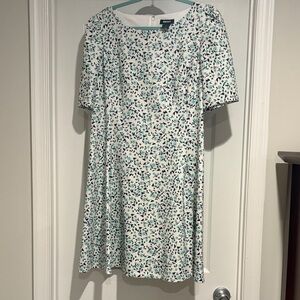 DKNY Floral Midi Dress in Cream and Green